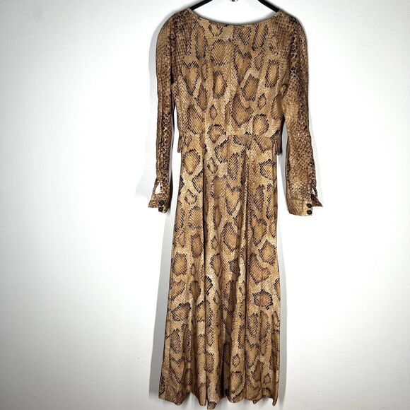 NEW Mara Hoffman Sz 0 Silvana Dress Snake Print Tencel Linen Button Front Midi - Picture 8 of 10